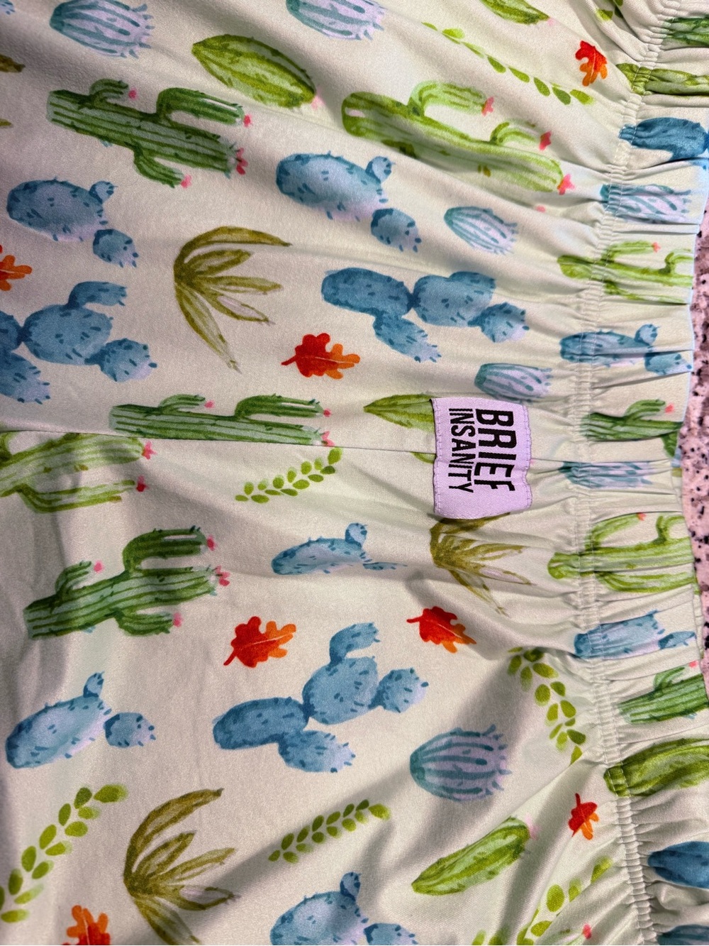 Brief Insanity Cactus Print Pajama bottoms- White with Green & Blue